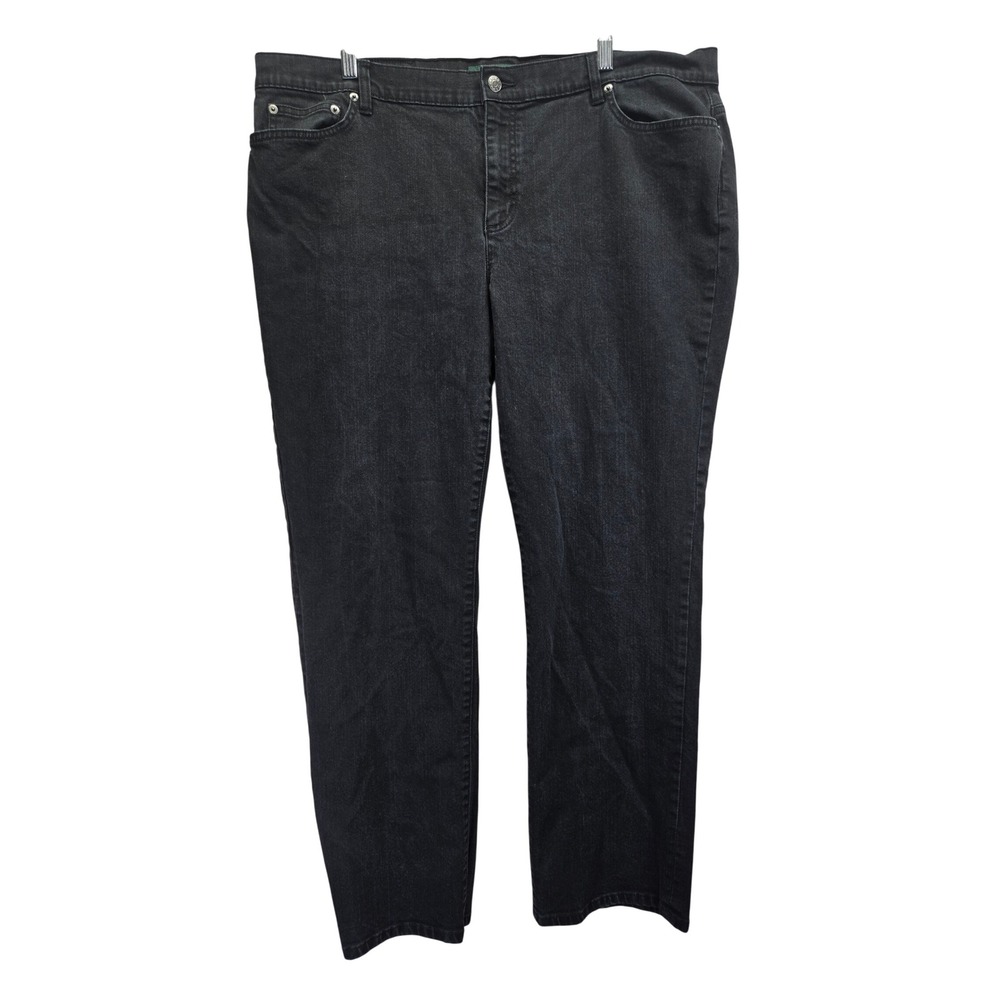 Lauren Ralph Lauren Jeans Co Womens 18W Black‎ Straight Leg Stretch Denim Jeans